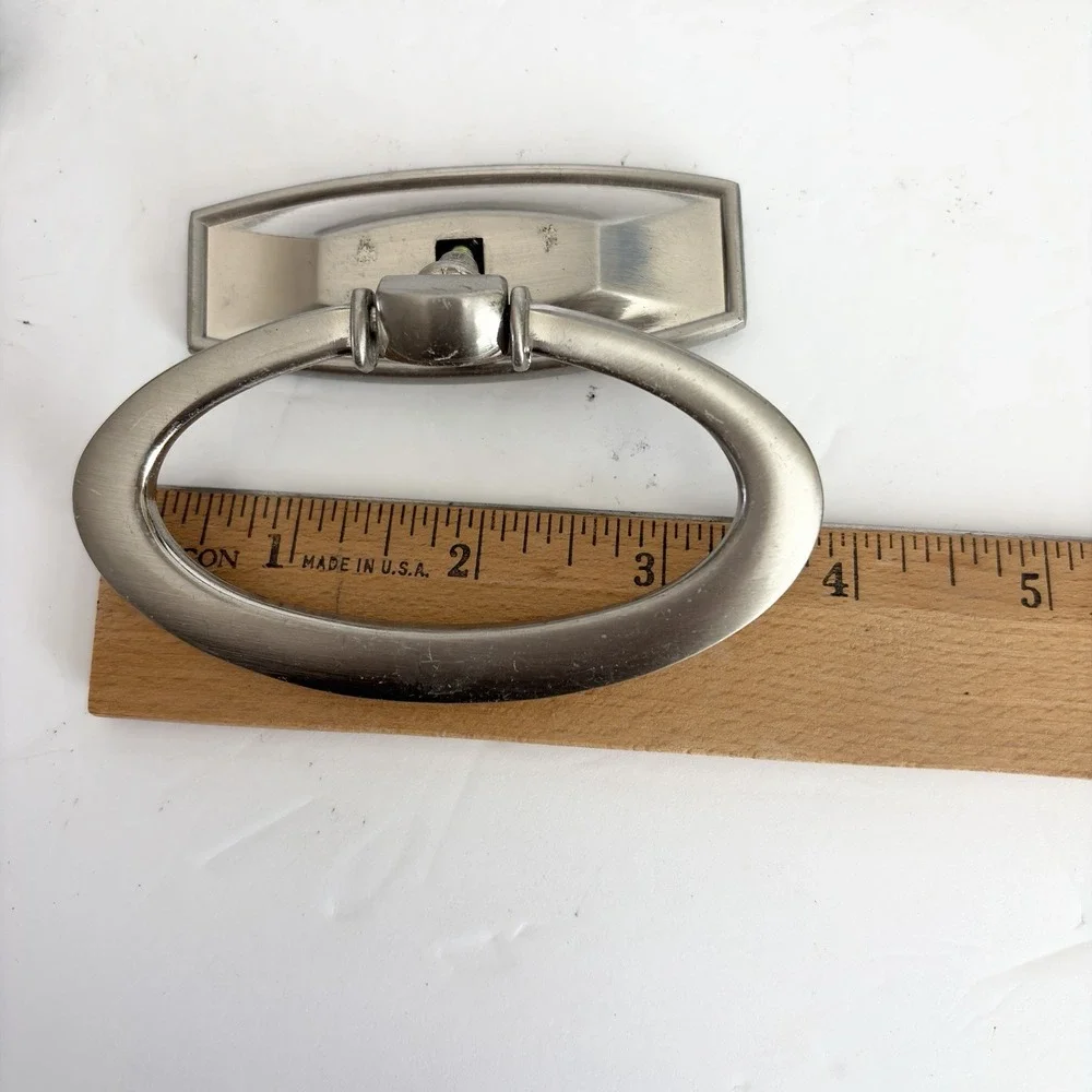 Set of 10 Satin Silver Oval Ring Drawer Pulls Cabinet Dresser Hardware 3-4